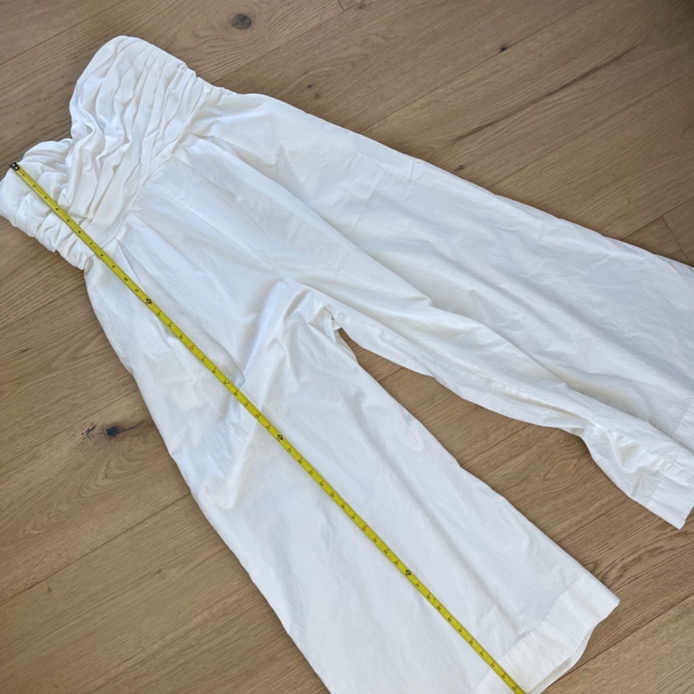 Showpo White Wid Leg Strapless Jumpsuit 100% Cotton Large with Pockets sleek - Picture 10 of 10